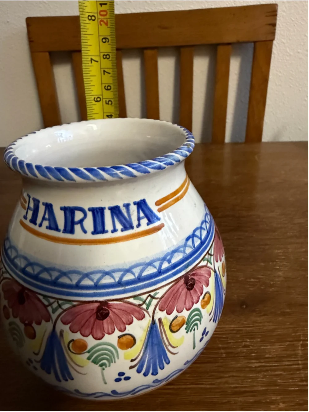 Vintage A.H. Puente Harina Flour Jar Hand Painted Spanish Pottery Ceramic Kitche